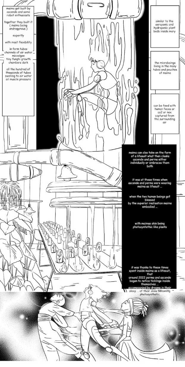 Comicseite mit zwei Charakteren in einem Raum, der Mann in einem blauen Hemd mit entschlossener Miene und die Frau, die bewundernd zu ihm aufschaut, vor dem Hintergrund eines tiefblauen Sternenhimmels aus "The Legend of Heroes: Trails of Cold Steel III".