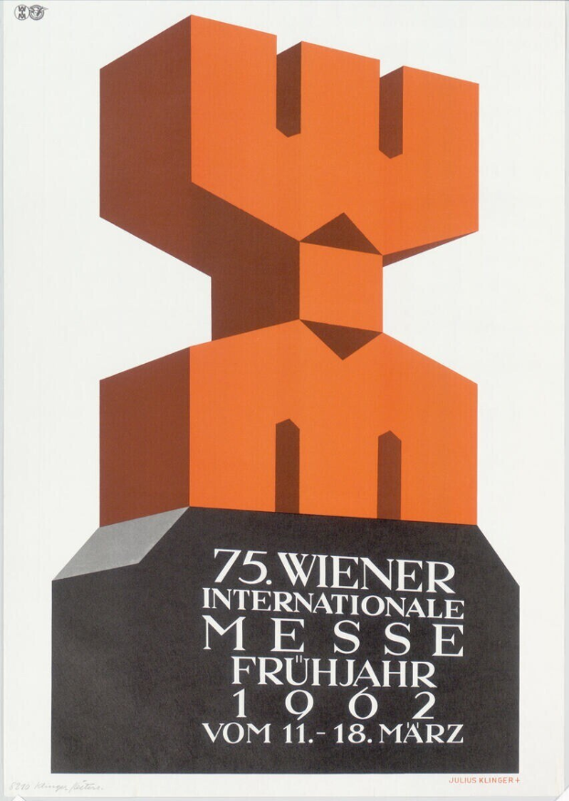 Plakat für die 75. Internationale Messe Frühjahr in München, Deutschland, mit einer farbenfrohen zentralen Skulptur und Veranstaltungsdetails auf einem weißen Hintergrund.
