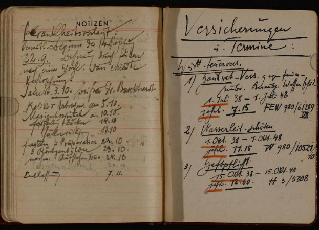 Ein offenes deutsches Militär-Tagebuch aus dem frühen 20. Jahrhundert, gefüllt mit handgeschriebenem Text und Zahlen.
