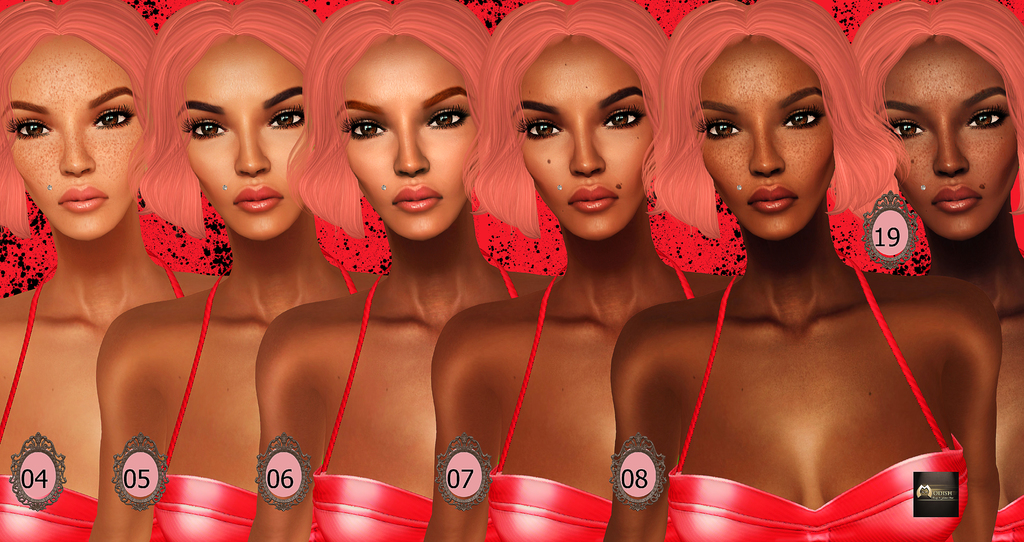 Eine animierte Abbildung von mehreren Frauen, die nebeneinander stehen und ähnlich aussehen, mit flackernden Gesichtern, die von 04 bis 08 und einer weiteren Zahl 19 nummeriert sind.