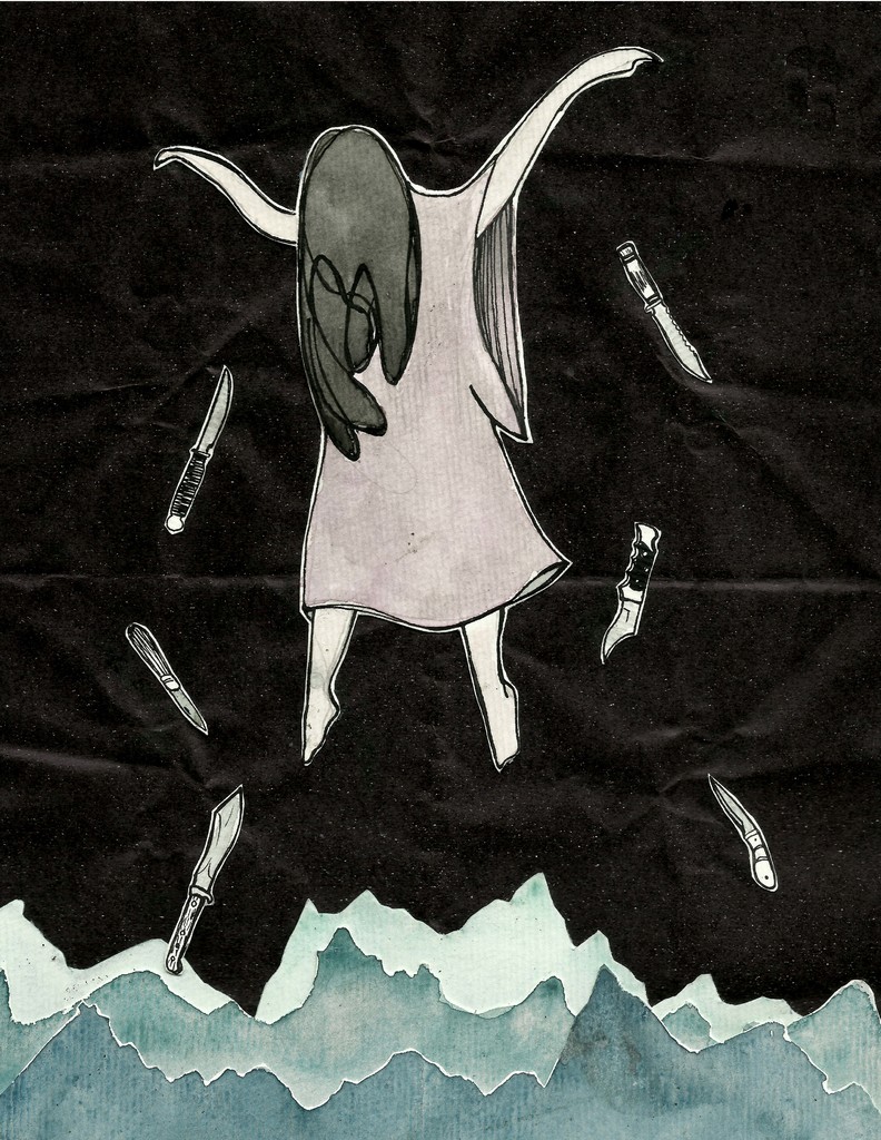 Ein Graffiti prangt prominent in der Mitte des Bildes.