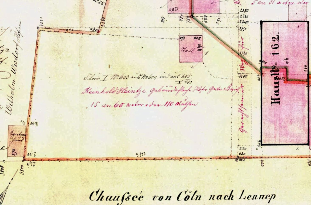 Detailierte alte Karte von Leipzig, Deutschland, mit Text und Zahlen, die eine geplante Stelle markieren und Straßen, Gebäude und Sehenswürdigkeiten zeigen.