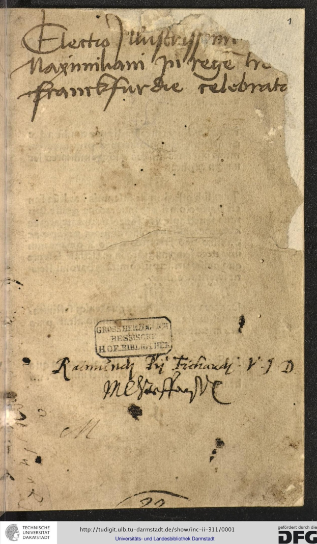 Altes deutsches Regierungsdokument an den Präsidenten der Vereinigten Staaten mit handgeschriebenem Text und sichtbaren Wasserzeichen.