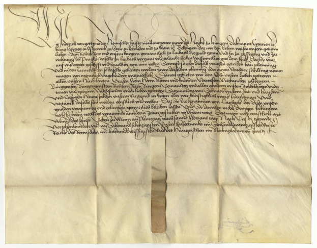 Gelbes Papier mit schwarzer Tinte Handschrift, ein deutscher Regierungbrief, der die Freigabe einer Petition für den Tod eines Mannes anfordert.